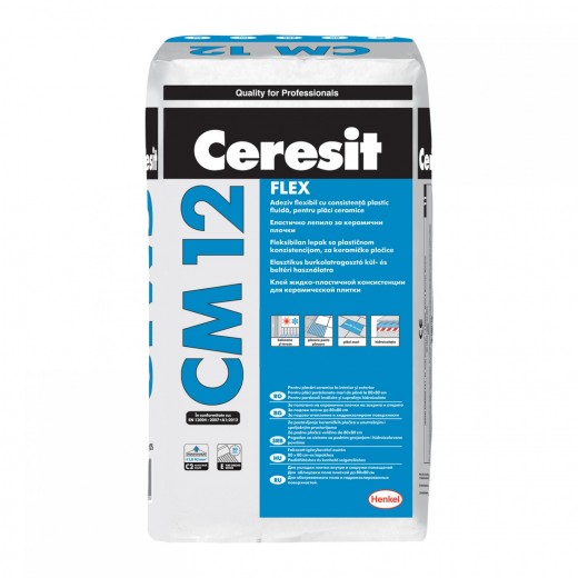 Adeziv  CM 12, 25 kg ,CERESIT,flexibil,pt placari ceram.int.-ext. (48)
